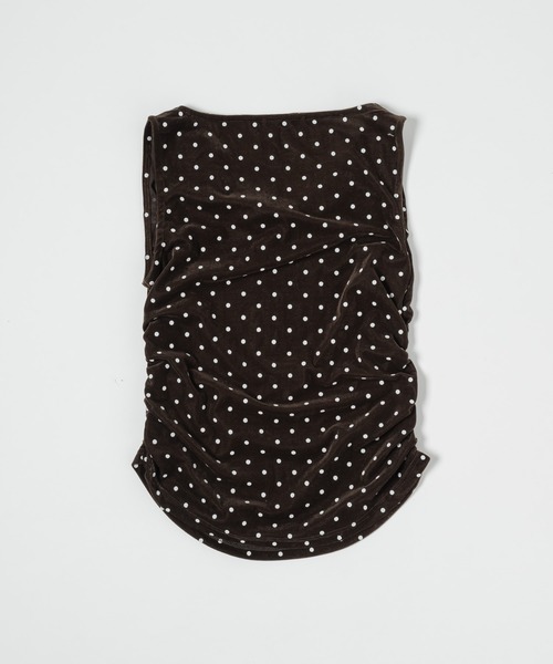 Smyeon（スミョン）の「Flocked dot sleeveless top/フロッキードットノースリーブトップス（タンクトップ・レディース・ホワイト/ブラウン・FREE）」の20枚目の写真