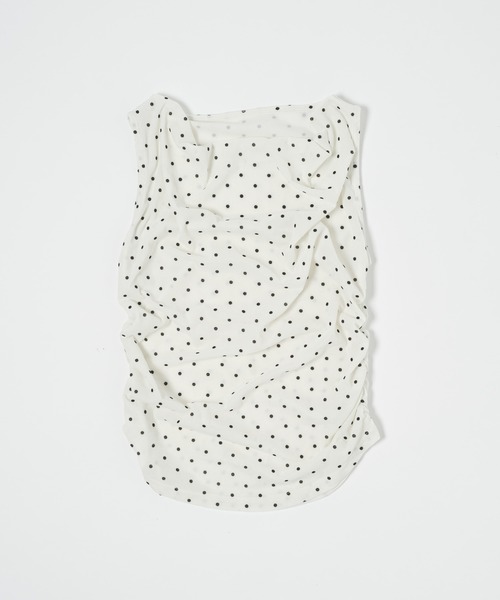 Smyeon（スミョン）の「Flocked dot sleeveless top/フロッキードットノースリーブトップス（タンクトップ・レディース・ホワイト/ブラウン・FREE）」の22枚目の写真