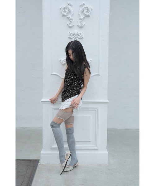 Smyeon（スミョン）の「Flocked dot sleeveless top/フロッキードットノースリーブトップス（タンクトップ・レディース・ホワイト/ブラウン・FREE）」の11枚目の写真