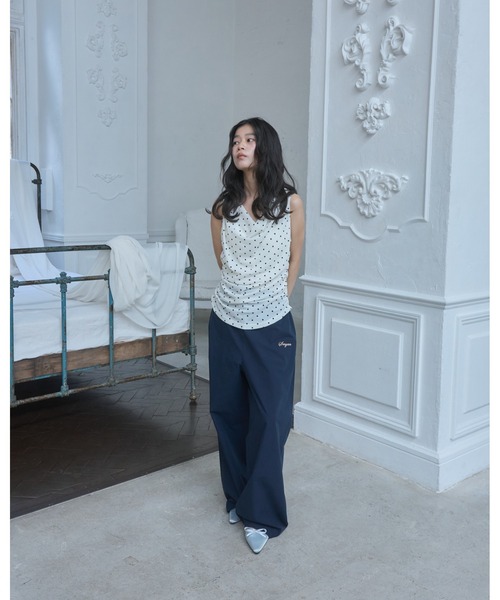Smyeon（スミョン）の「Flocked dot sleeveless top/フロッキードットノースリーブトップス（タンクトップ・レディース・ホワイト/ブラウン・FREE）」の13枚目の写真