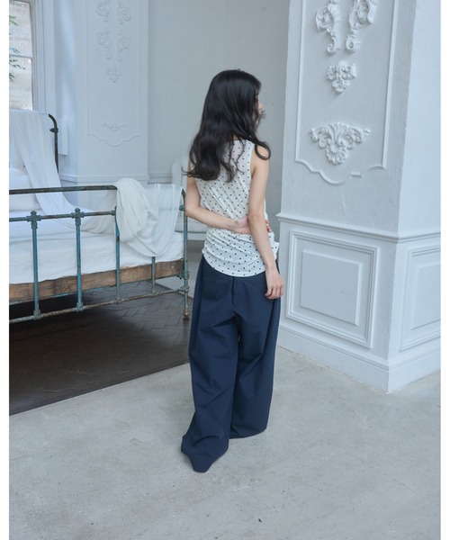 Smyeon（スミョン）の「Flocked dot sleeveless top/フロッキードットノースリーブトップス（タンクトップ・レディース・ホワイト/ブラウン・FREE）」の14枚目の写真