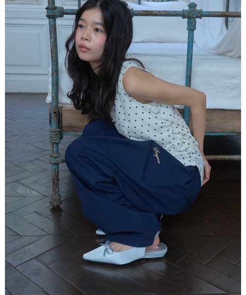 Smyeon（スミョン）の「Flocked dot sleeveless top/フロッキードットノースリーブトップス（タンクトップ・レディース・ホワイト/ブラウン・FREE）」の18枚目の写真