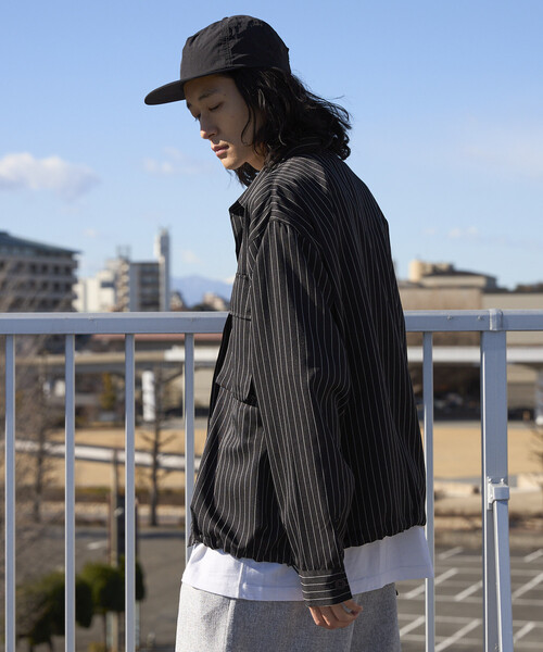 Firsthand(ファーストハンド)の「Firsthand/ファーストハンド スピンドル ストライプ シャツ ジャケット / セットアップ対応(シャツ/ブラウス・メンズ・チャコールグレー/グレー/ベージュ/ブラック・MEDIUM/LARGE)」の10枚目の写真