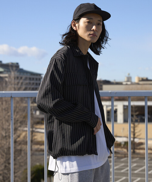 Firsthand(ファーストハンド)の「Firsthand/ファーストハンド スピンドル ストライプ シャツ ジャケット / セットアップ対応(シャツ/ブラウス・メンズ・チャコールグレー/グレー/ベージュ/ブラック・MEDIUM/LARGE)」の14枚目の写真