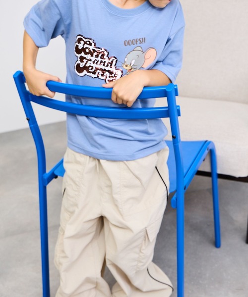 NAVY(ネイビー)の「NAVY サイドパイピング ナイロンカーゴパンツ(カーゴパンツ・キッズ・サックスブルー/カーキ/アイボリー/ブラック・120cm/160cm/150cm/140cm/130cm)」の14枚目の写真