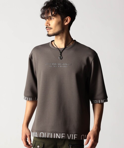 NICOLE CLUB FOR MEN(ニコルクラブフォーメン)の「スポンジダンボールニット 5分袖プルオーバー(Tシャツ/カットソー・メンズ・カーキ/ブラック/ブルー/ホワイト/ライトグレー・XL/M/L)」の2枚目の写真