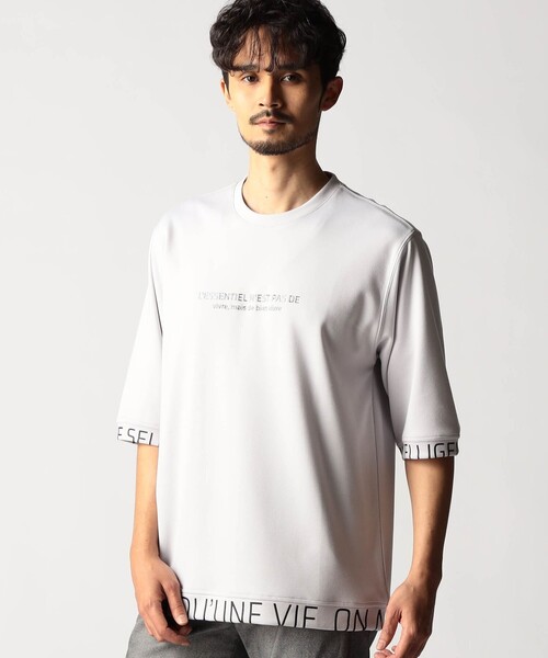 NICOLE CLUB FOR MEN(ニコルクラブフォーメン)の「スポンジダンボールニット 5分袖プルオーバー(Tシャツ/カットソー・メンズ・カーキ/ブラック/ブルー/ホワイト/ライトグレー・XL/M/L)」の4枚目の写真