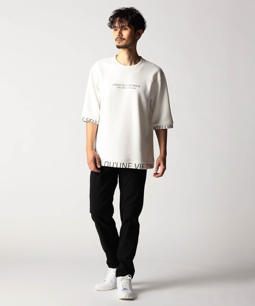 NICOLE CLUB FOR MEN(ニコルクラブフォーメン)の「スポンジダンボールニット 5分袖プルオーバー(Tシャツ/カットソー・メンズ・カーキ/ブラック/ブルー/ホワイト/ライトグレー・XL/M/L)」の6枚目の写真