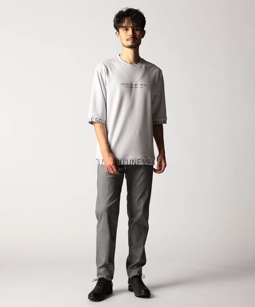 NICOLE CLUB FOR MEN(ニコルクラブフォーメン)の「スポンジダンボールニット 5分袖プルオーバー(Tシャツ/カットソー・メンズ・カーキ/ブラック/ブルー/ホワイト/ライトグレー・XL/M/L)」の7枚目の写真