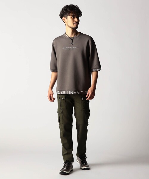 NICOLE CLUB FOR MEN(ニコルクラブフォーメン)の「スポンジダンボールニット 5分袖プルオーバー(Tシャツ/カットソー・メンズ・カーキ/ブラック/ブルー/ホワイト/ライトグレー・XL/M/L)」の8枚目の写真
