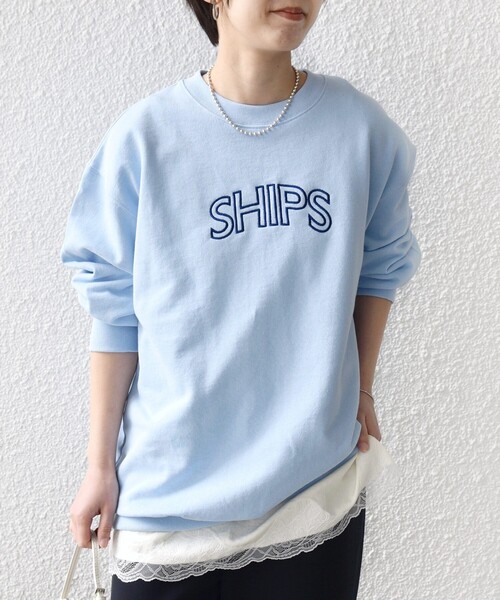 SHIPS(シップス)の「【WEB限定】SHIPS ラウンド ロゴ 刺繍 スウェット(スウェット・レディース・ネイビー/ブラウン/ナチュラル/ライトブルー・LARGE/MEDIUM)」の21枚目の写真