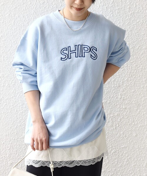 SHIPS(シップス)の「【WEB限定】SHIPS ラウンド ロゴ 刺繍 スウェット(スウェット・レディース・ネイビー/ブラウン/ナチュラル/ライトブルー・LARGE/MEDIUM)」の18枚目の写真
