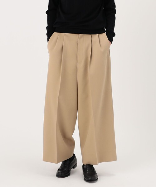 HAVERSACK(ハバーザック)の「HAVERSACK ATTIRE ウールギャバジン 2プリーツワイドパンツ(その他パンツ・メンズ・ベージュ・M)」の3枚目の写真