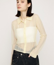 SHEER CABLE KNIT COMPACT SH シアーケーブルニットコンパクトシャツ 春服 夏服