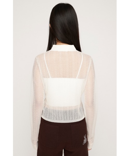 SLY(スライ)の「SHEER CABLE KNIT COMPACT SH シアーケーブルニットコンパクトシャツ 春服 夏服(シャツ/ブラウス・レディース・オフホワイト/ライトイエロー/ネイビー・FREE)」の8枚目の写真