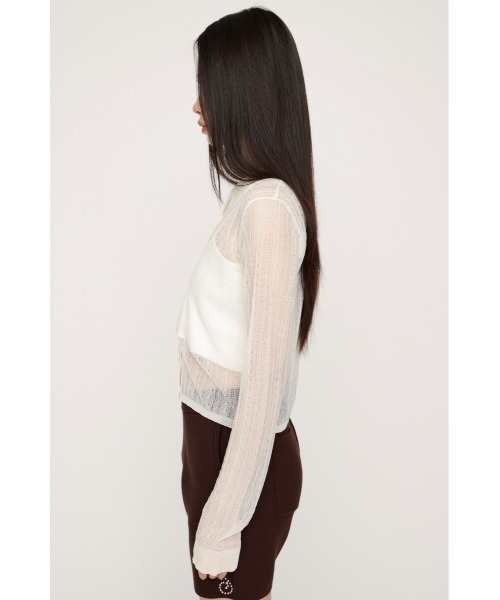 SLY(スライ)の「SHEER CABLE KNIT COMPACT SH シアーケーブルニットコンパクトシャツ 春服 夏服(シャツ/ブラウス・レディース・オフホワイト/ライトイエロー/ネイビー・FREE)」の9枚目の写真