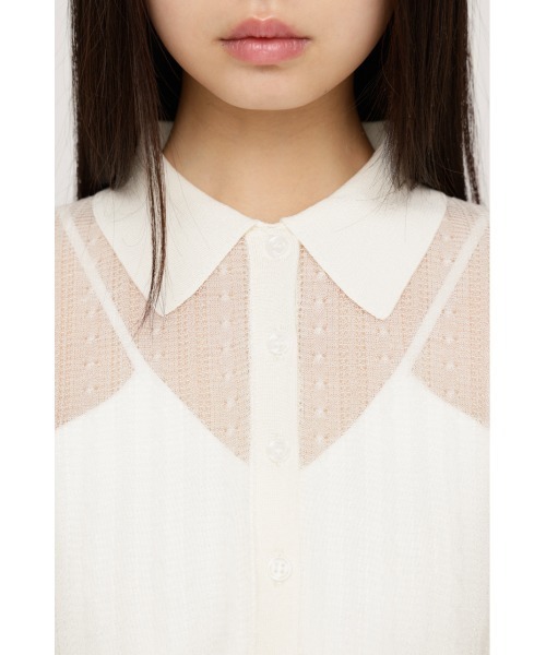 SLY(スライ)の「SHEER CABLE KNIT COMPACT SH シアーケーブルニットコンパクトシャツ 春服 夏服(シャツ/ブラウス・レディース・オフホワイト/ライトイエロー/ネイビー・FREE)」の10枚目の写真