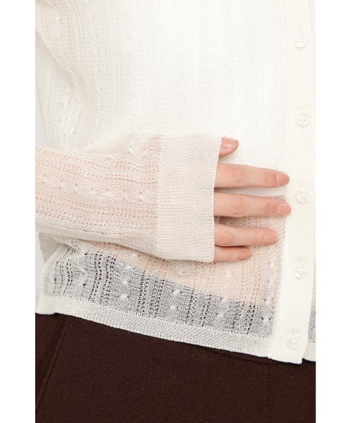 SLY(スライ)の「SHEER CABLE KNIT COMPACT SH シアーケーブルニットコンパクトシャツ 春服 夏服(シャツ/ブラウス・レディース・オフホワイト/ライトイエロー/ネイビー・FREE)」の11枚目の写真