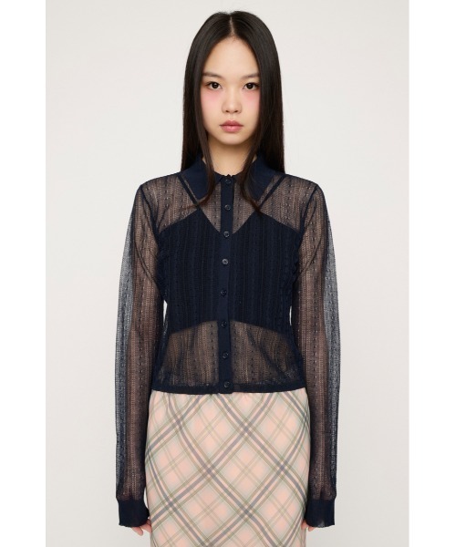 SLY(スライ)の「SHEER CABLE KNIT COMPACT SH シアーケーブルニットコンパクトシャツ 春服 夏服(シャツ/ブラウス・レディース・オフホワイト/ライトイエロー/ネイビー・FREE)」の15枚目の写真