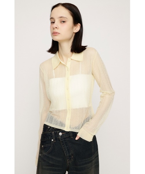 SLY(スライ)の「SHEER CABLE KNIT COMPACT SH シアーケーブルニットコンパクトシャツ 春服 夏服(シャツ/ブラウス・レディース・オフホワイト/ライトイエロー/ネイビー・FREE)」の16枚目の写真