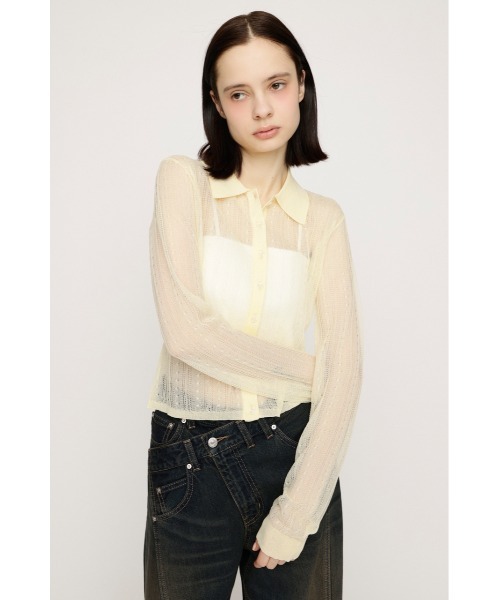 SLY(スライ)の「SHEER CABLE KNIT COMPACT SH シアーケーブルニットコンパクトシャツ 春服 夏服(シャツ/ブラウス・レディース・オフホワイト/ライトイエロー/ネイビー・FREE)」の18枚目の写真