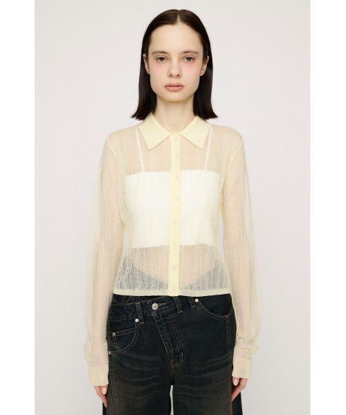 SLY(スライ)の「SHEER CABLE KNIT COMPACT SH シアーケーブルニットコンパクトシャツ 春服 夏服(シャツ/ブラウス・レディース・オフホワイト/ライトイエロー/ネイビー・FREE)」の19枚目の写真