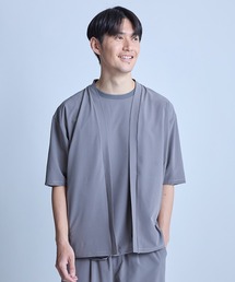 UNION STATION | ドットメッシュ5分袖カーディガン〈ストレッチ・イージーケア・接触冷感・通気性・速乾〉(カーディガン/ボレロ)