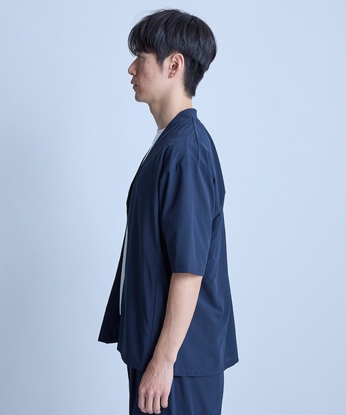 UNION STATION（ユニオンステーション）の「ドットメッシュ5分袖カーディガン〈ストレッチ・イージーケア・接触冷感・通気性・速乾〉（カーディガン/ボレロ・メンズ・グレー/ブラック/ネイビー・L/M）」の16枚目の写真