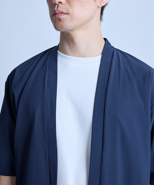 UNION STATION（ユニオンステーション）の「ドットメッシュ5分袖カーディガン〈ストレッチ・イージーケア・接触冷感・通気性・速乾〉（カーディガン/ボレロ・メンズ・グレー/ブラック/ネイビー・L/M）」の11枚目の写真