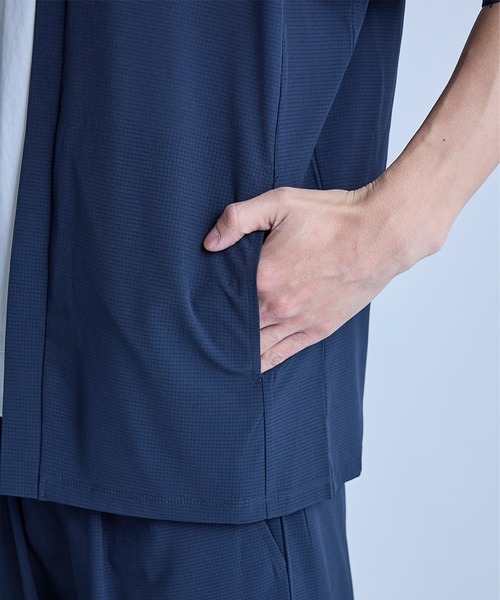 UNION STATION（ユニオンステーション）の「ドットメッシュ5分袖カーディガン〈ストレッチ・イージーケア・接触冷感・通気性・速乾〉（カーディガン/ボレロ・メンズ・グレー/ブラック/ネイビー・L/M）」の12枚目の写真