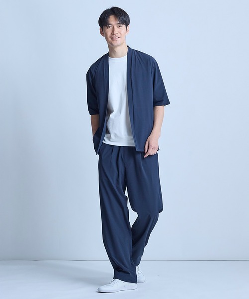 UNION STATION（ユニオンステーション）の「ドットメッシュ5分袖カーディガン〈ストレッチ・イージーケア・接触冷感・通気性・速乾〉（カーディガン/ボレロ・メンズ・グレー/ブラック/ネイビー・L/M）」の13枚目の写真