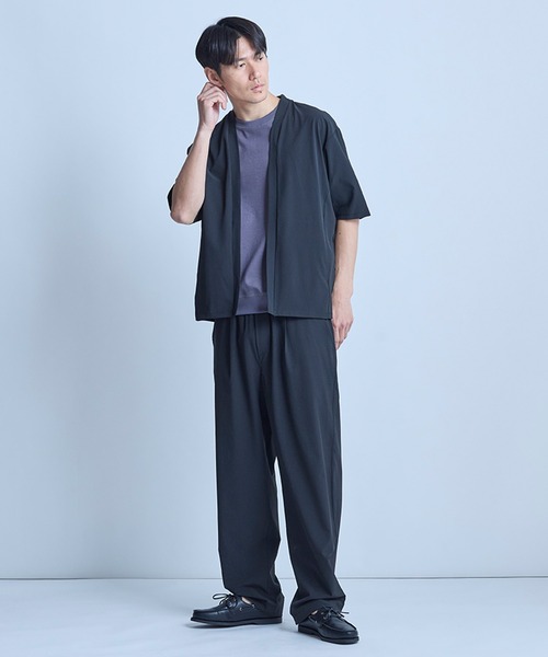 UNION STATION（ユニオンステーション）の「ドットメッシュ5分袖カーディガン〈ストレッチ・イージーケア・接触冷感・通気性・速乾〉（カーディガン/ボレロ・メンズ・グレー/ブラック/ネイビー・L/M）」の18枚目の写真