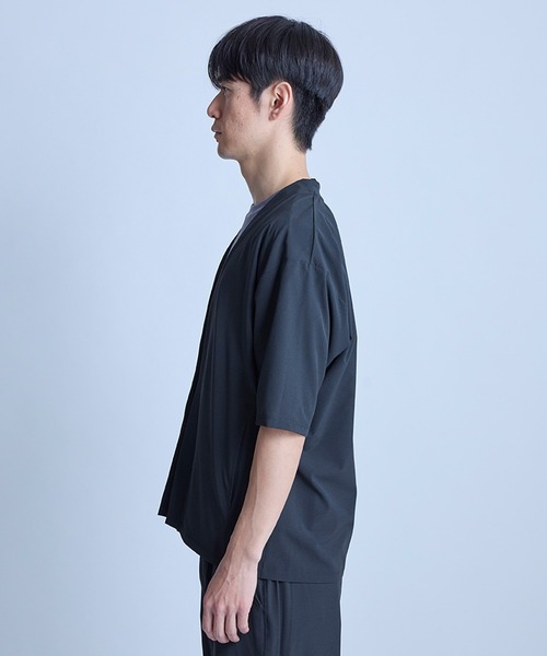 UNION STATION（ユニオンステーション）の「ドットメッシュ5分袖カーディガン〈ストレッチ・イージーケア・接触冷感・通気性・速乾〉（カーディガン/ボレロ・メンズ・グレー/ブラック/ネイビー・L/M）」の21枚目の写真