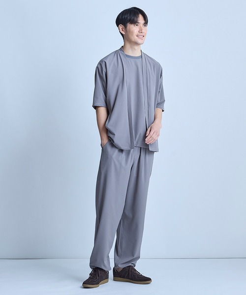 UNION STATION（ユニオンステーション）の「ドットメッシュ5分袖カーディガン〈ストレッチ・イージーケア・接触冷感・通気性・速乾〉（カーディガン/ボレロ・メンズ・グレー/ブラック/ネイビー・L/M）」の8枚目の写真