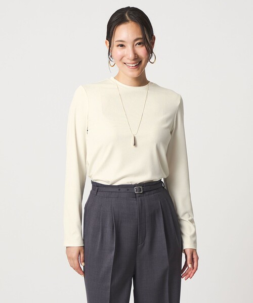 A DAY IN THE LIFE UNITED ARROWS(アデイインザライフユナイテッドアローズ)の「ブライトリブ クルーネック カットソー <A DAY IN THE LIFE>(Tシャツ/カットソー・レディース・ライトブルー/ブラック/オフホワイト・FREE)」の1枚目の写真