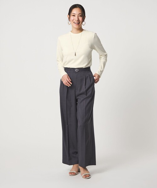 A DAY IN THE LIFE UNITED ARROWS(アデイインザライフユナイテッドアローズ)の「ブライトリブ クルーネック カットソー <A DAY IN THE LIFE>(Tシャツ/カットソー・レディース・ライトブルー/ブラック/オフホワイト・FREE)」の6枚目の写真