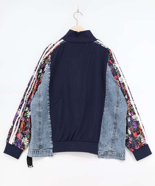 ScoLar（スカラー）の「161655：花ネコ柄ジャージ×デニム 異素材切替ブルゾン（ブルゾン・レディース・ネイビー・M）」の16枚目の写真