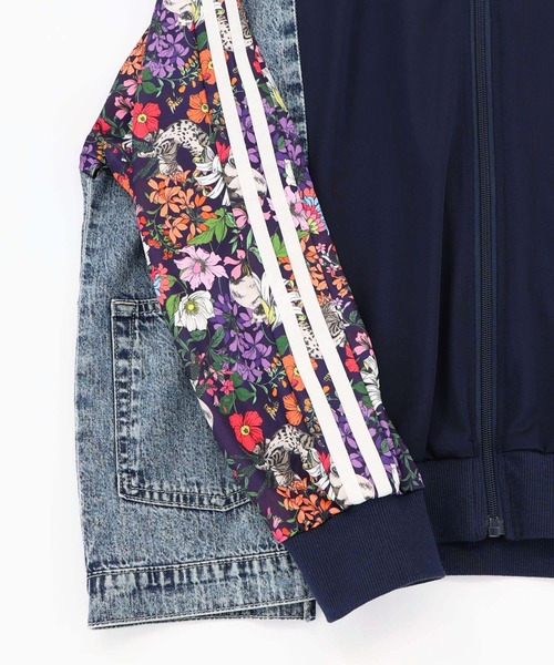 ScoLar（スカラー）の「161655：花ネコ柄ジャージ×デニム 異素材切替ブルゾン（ブルゾン・レディース・ネイビー・M）」の2枚目の写真