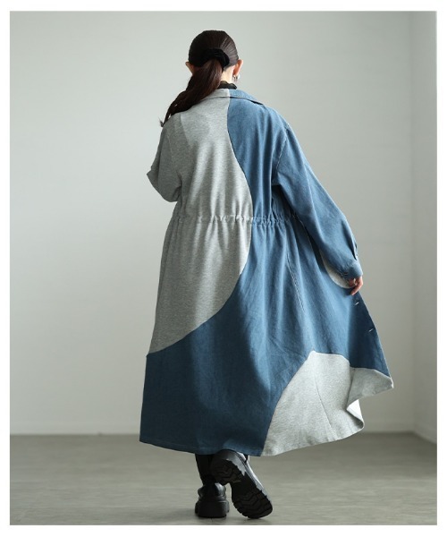 Sawa a la mode(サワアラモード)の「異素材MIXドロストシャツワンピース(シャツワンピース・レディース・ブラック/グレー・FREE)」の11枚目の写真