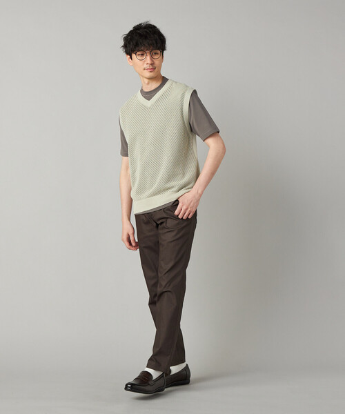 COMME CA MEN(コムサメン)の「ペーパーヤーン メッシュ切り替え ニットベスト(ニット/セーター・メンズ・ブラック/チャコールグレー/ライトグレー・M/L)」の11枚目の写真
