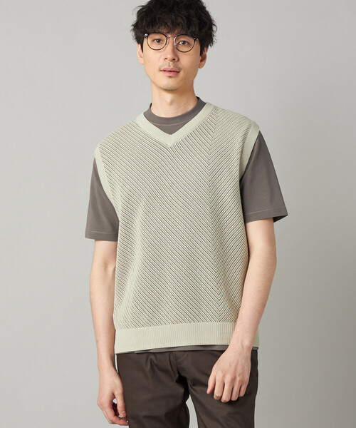 COMME CA MEN(コムサメン)の「ペーパーヤーン メッシュ切り替え ニットベスト(ニット/セーター・メンズ・ブラック/チャコールグレー/ライトグレー・M/L)」の8枚目の写真