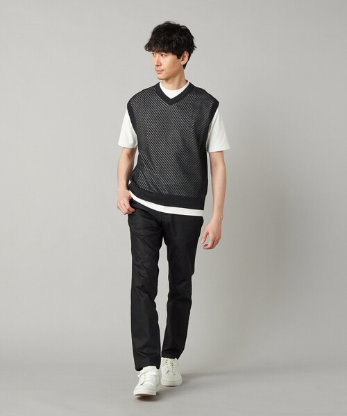COMME CA MEN(コムサメン)の「ペーパーヤーン メッシュ切り替え ニットベスト(ニット/セーター・メンズ・ブラック/チャコールグレー/ライトグレー・M/L)」の7枚目の写真