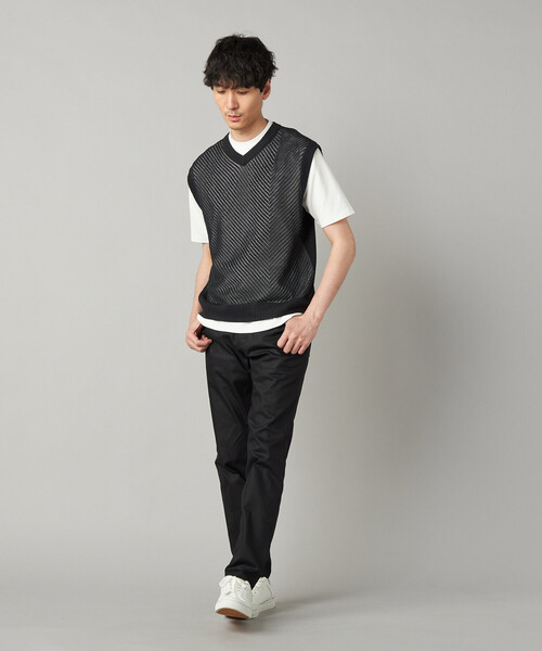 COMME CA MEN(コムサメン)の「ペーパーヤーン メッシュ切り替え ニットベスト(ニット/セーター・メンズ・ブラック/チャコールグレー/ライトグレー・M/L)」の6枚目の写真