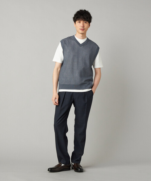 COMME CA MEN（コムサメン）の「ペーパーヤーン メッシュ切り替え ニットベスト（ニット/セーター・メンズ・ブラック/チャコールグレー/ライトグレー・M/L）」の12枚目の写真
