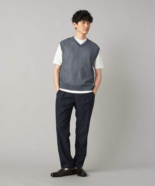 COMME CA MEN（コムサメン）の「ペーパーヤーン メッシュ切り替え ニットベスト（ニット/セーター・メンズ・ブラック/チャコールグレー/ライトグレー・M/L）」の13枚目の写真