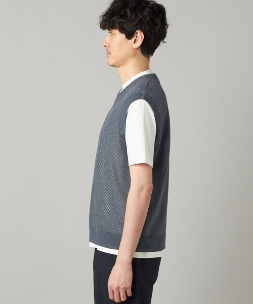 COMME CA MEN(コムサメン)の「ペーパーヤーン メッシュ切り替え ニットベスト(ニット/セーター・メンズ・ブラック/チャコールグレー/ライトグレー・M/L)」の22枚目の写真