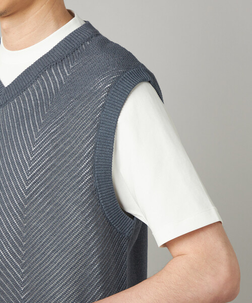 COMME CA MEN(コムサメン)の「ペーパーヤーン メッシュ切り替え ニットベスト(ニット/セーター・メンズ・ブラック/チャコールグレー/ライトグレー・M/L)」の19枚目の写真