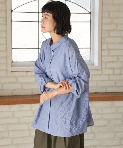 LBC(エルビーシー)の「コットンゆるシャーリング2WAYシャツ(シャツ/ブラウス・レディース・ライトブルー/セージグリーン/イエロー/ホワイト/ピンク・M)」の13枚目の写真