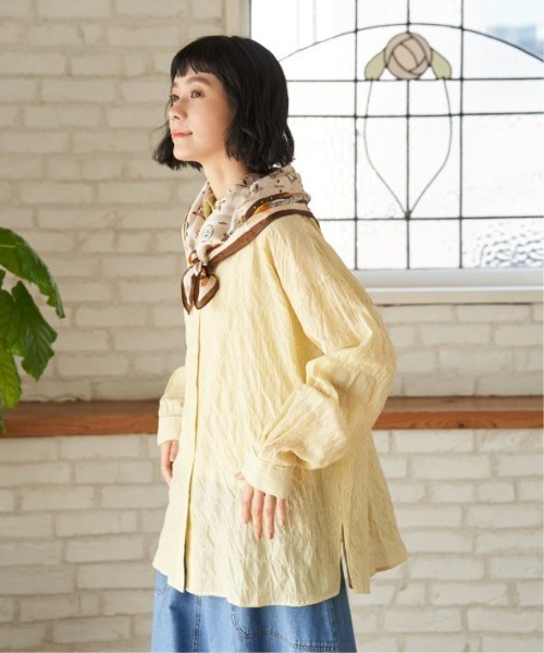 LBC(エルビーシー)の「コットンゆるシャーリング2WAYシャツ(シャツ/ブラウス・レディース・ライトブルー/セージグリーン/イエロー/ホワイト/ピンク・M)」の14枚目の写真