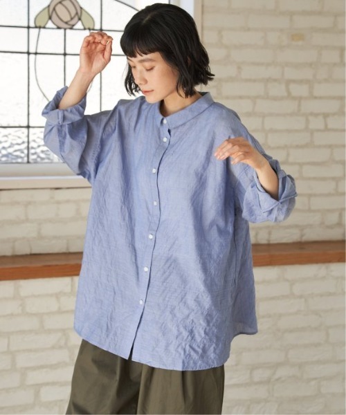 LBC(エルビーシー)の「コットンゆるシャーリング2WAYシャツ(シャツ/ブラウス・レディース・ライトブルー/セージグリーン/イエロー/ホワイト/ピンク・M)」の11枚目の写真